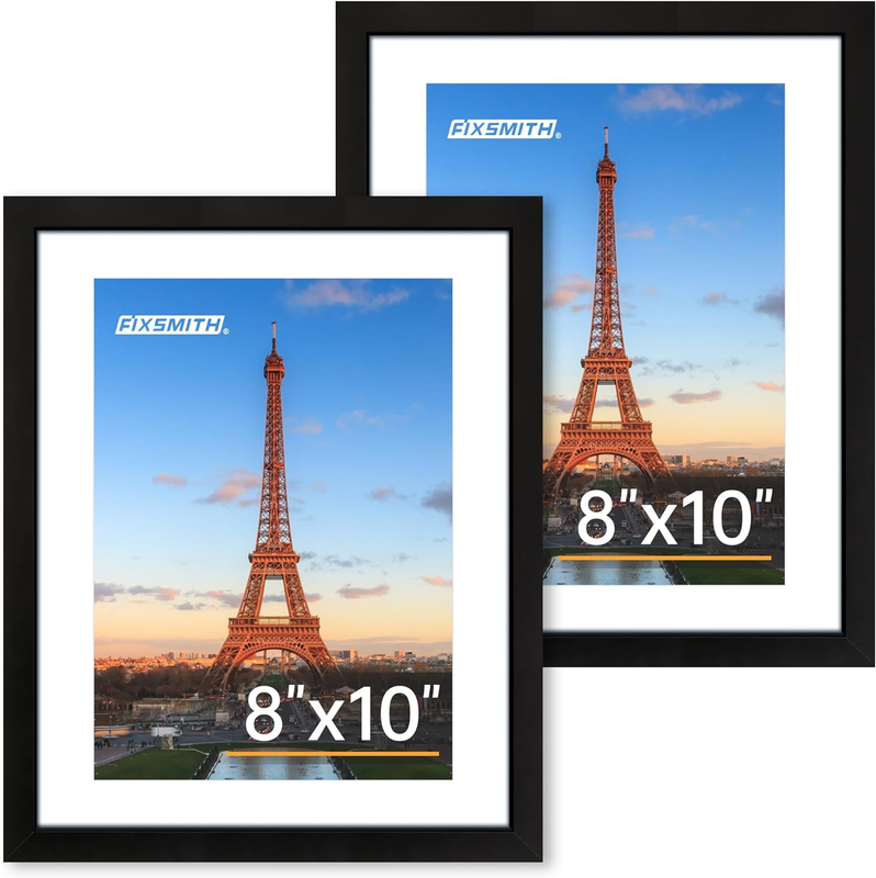 8x10 Picture Frame Set of 2, Black, HD Plexiglass, Multi Picture Frames Collage