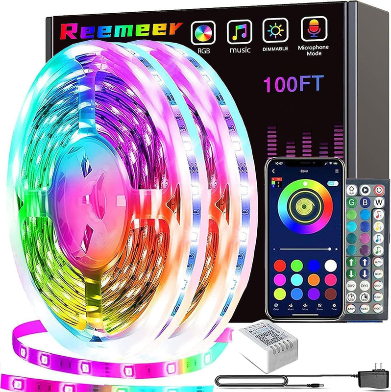 100ft Led light strip Music Sync Remote Bluetooth Smart App 