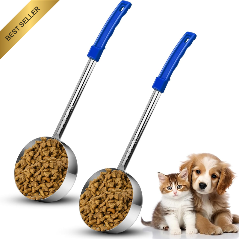 2 Pcs Dog Food Scoop 1 Cup Pet Food Scoop Long Handled Measuring Cups Stainless