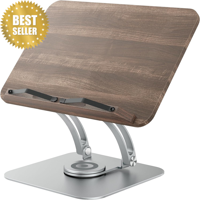 Book Stand for Reading, Adjustable Book Holder with 360° Swivel Base, Foldable C