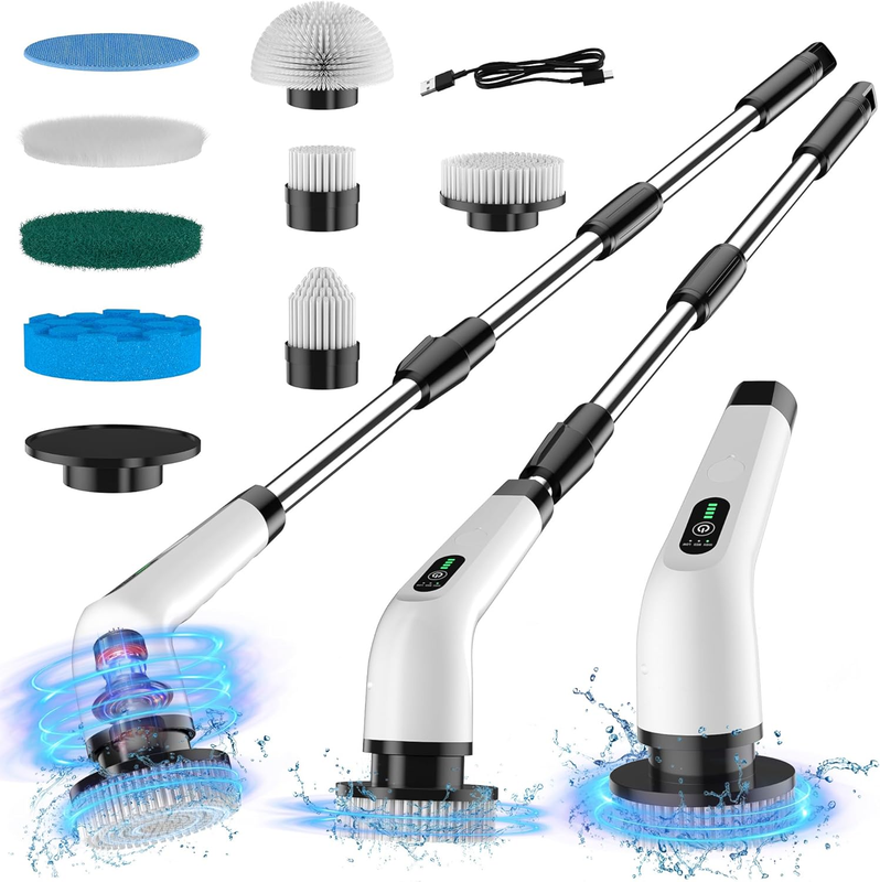 Electric Spin Scrubber for Cleaning, Bathroom Cleaning Brushes with 8 Replaceabl