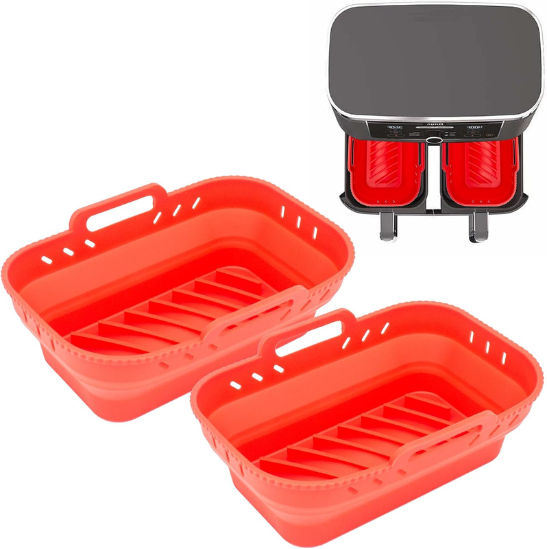 Collapsible Air Fryer Silicone Liner for 6-7QT Dual Basket Air Fryer, Non-Stick