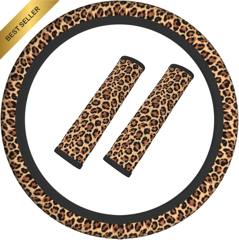 Leopard Print Steering Wheel Cover Elastic Non-Slip Car Steering Wheel Covers wi