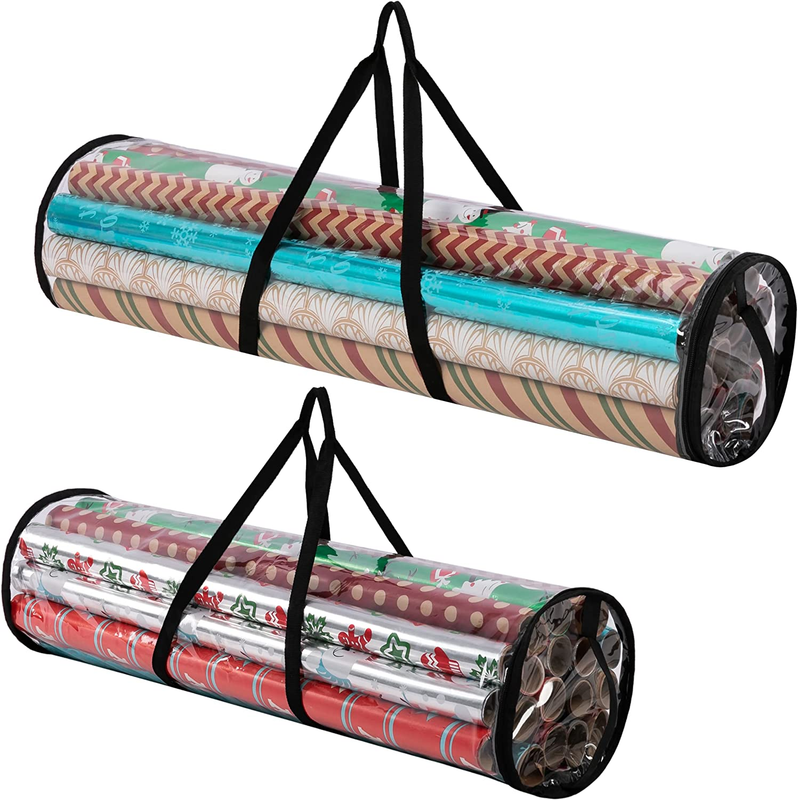 Joiedomi 2 Pack Clear Gift Wrap Organizers Set (Black), Christmas Wrapping Paper