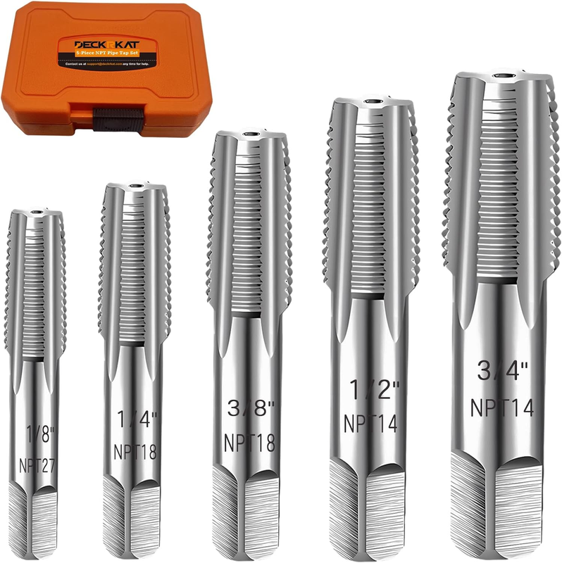 5-Piece NPT Pipe Tap Set, Precision Carbon Steel NPT Tap Set for Clean Accurate