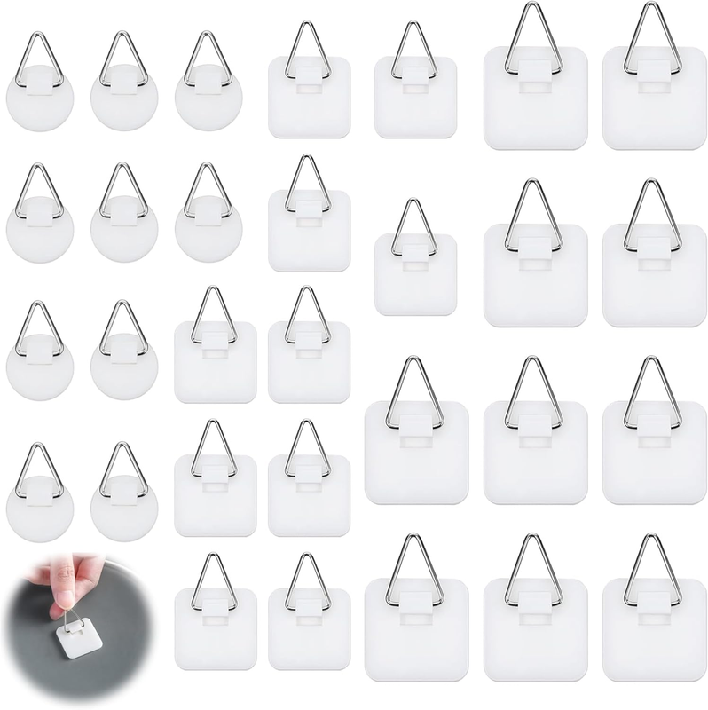 30 Pcs Adhesive Picture Hanger, Adhesive Hooks for Hanging Pictures without Nail