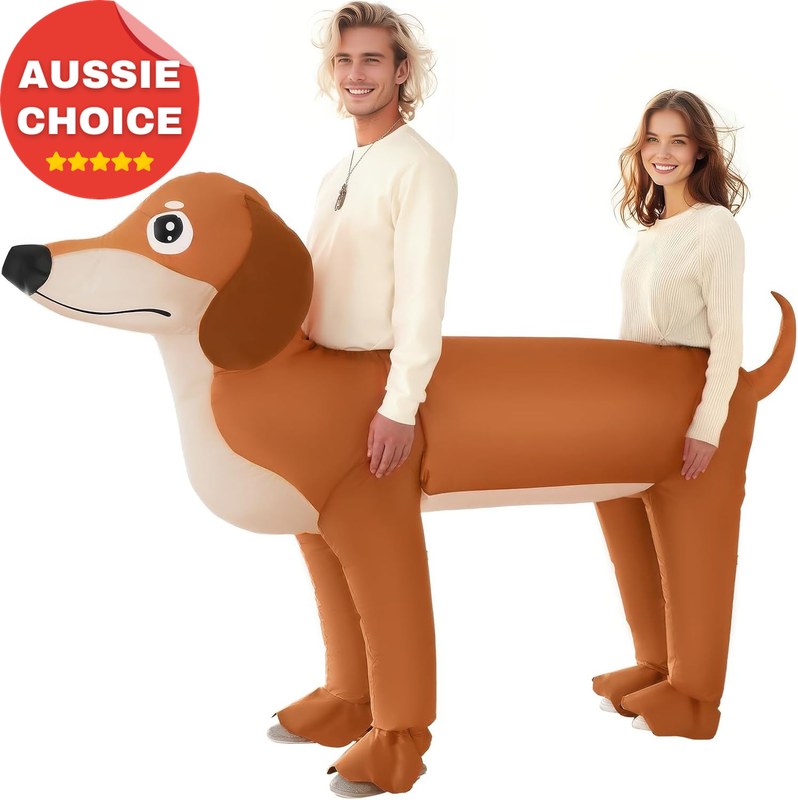 Couple Inflatable Dachshund Halloween Costume Funny Blow Up Suit 2 People