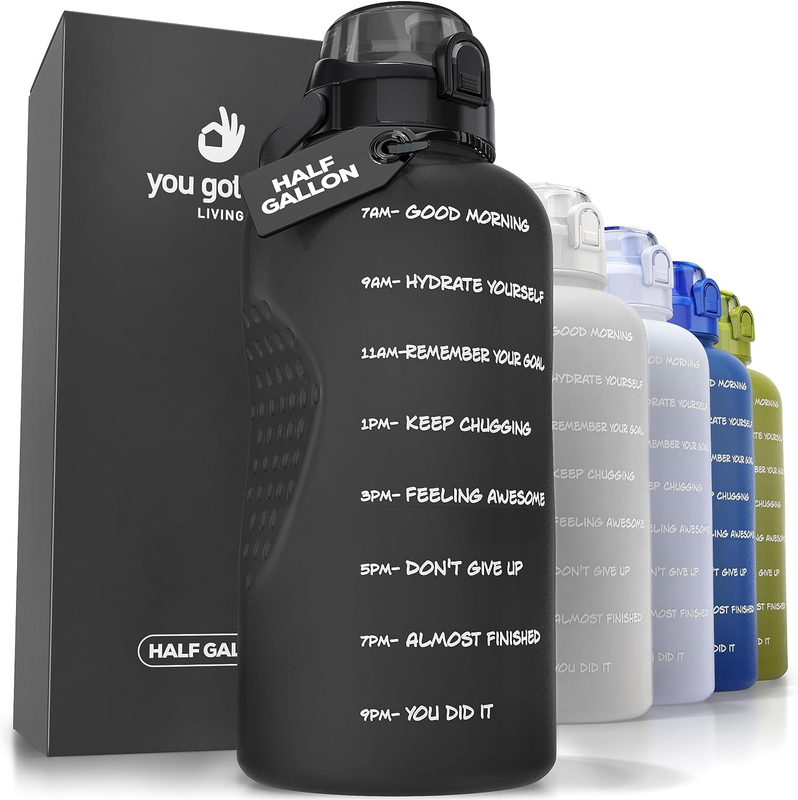 With Time Marker,half Gallon Water Bottle With Straw 6