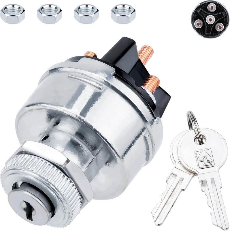 Ignition Switch with Key, Universal Ignition Key Switch, 12V 4...