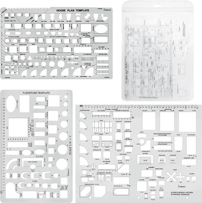 3 Pack Architectural Templates Drafting Tools House Interior Design Template