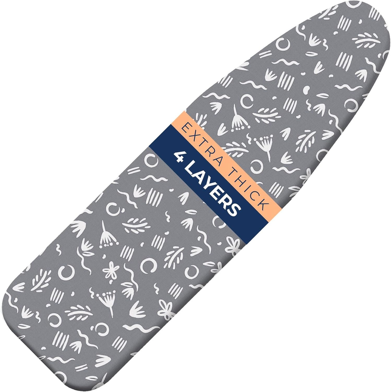 Ironing Board Cover and Pad Extra Thick Heavy Duty Padded 4 Layers, Silver Coate