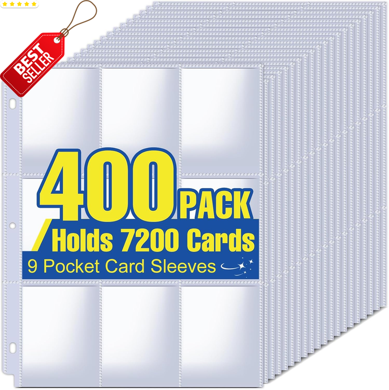 Trading Card Binder Sheets 7200 Pockets 9 Pocket Sleeves 400 Pages US