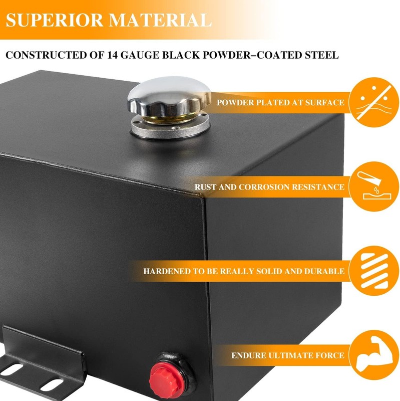 5 Gallon +14 Gauge Steel Hydraulic Fluid Reservoir Tank with Breather Cap