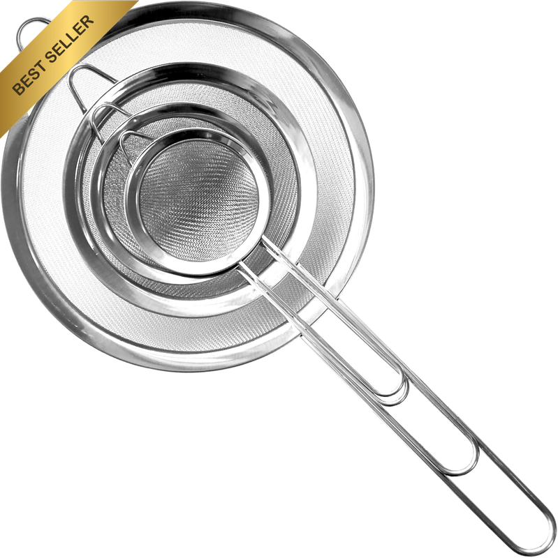 4 Sizes Fine Mesh Strainer Sifter Set Stainless Steel Colander Tea Pasta