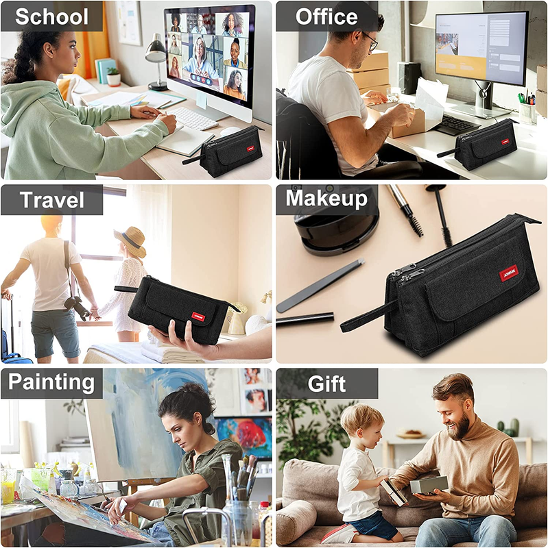 Pencil Case with TWO Large Compartments Pocket Big Capacity Waterproof Pencil Po