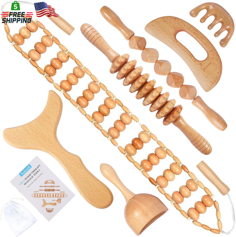7-In-1 Wood Therapy Massage Tools Lymphatic Drainage Massager for