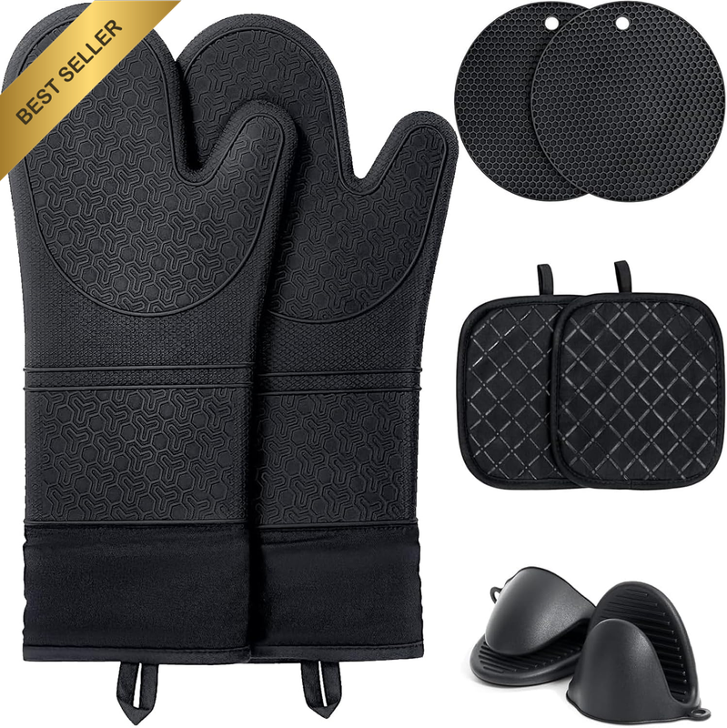 8PCS Oven Mitts and Pot Holders Sets - 480°F Heat Resistant Pot Holders and Oven