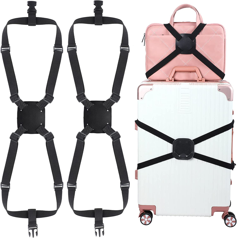 2 Pieces Luggage Strap Add a Bag Hook Hanger Strap Adjustable attaches Briefcase