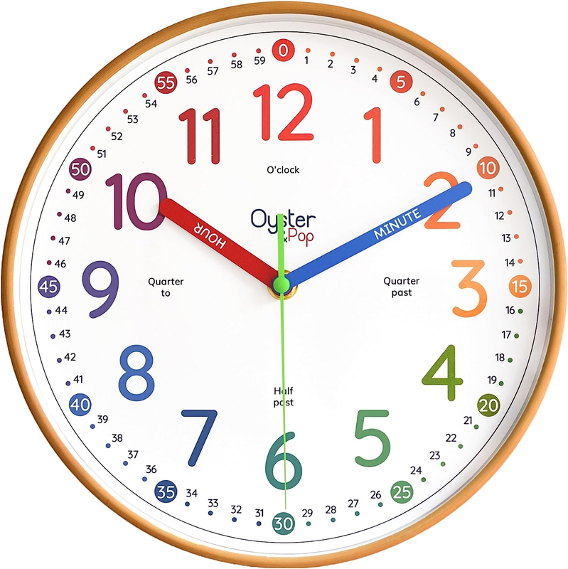 Learning Clock for Kids - Telling Time Teaching Clock - Kids Wall Clocks for Bed
