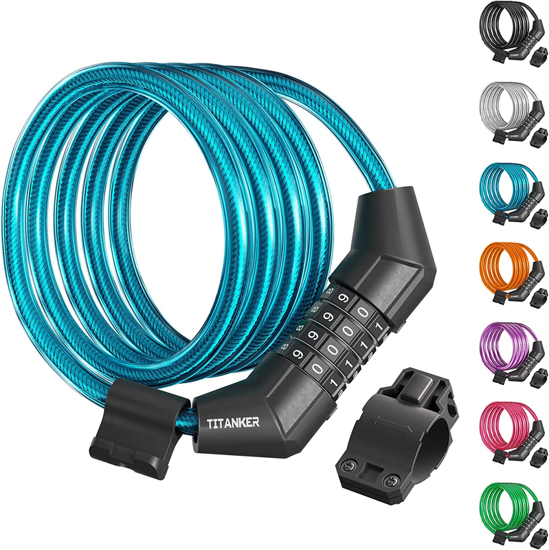 Bike Lock Cable, 4 Feet Bike Cable Lock Basic Self Coiling Kids Bike Lock Combin