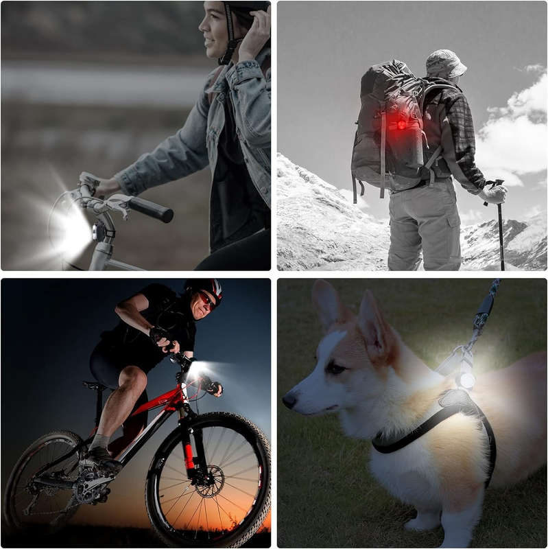 4 Pack USB Rechargeable Bike Light Set, Super Bright Front Headlight and Rear LE