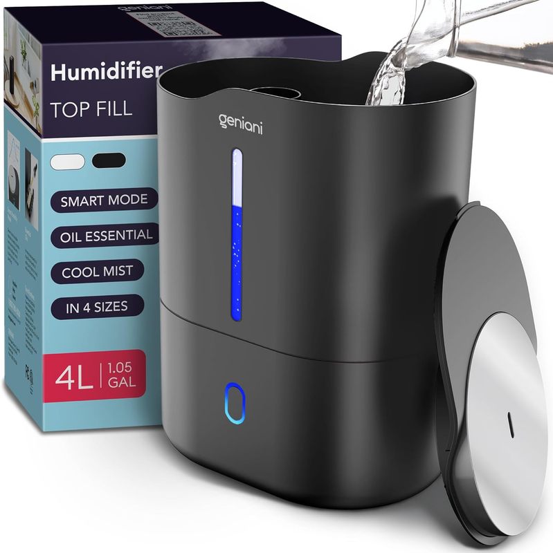 For Bedroom Large Room, Top Fill Cool Mist Humidifiers 4l With