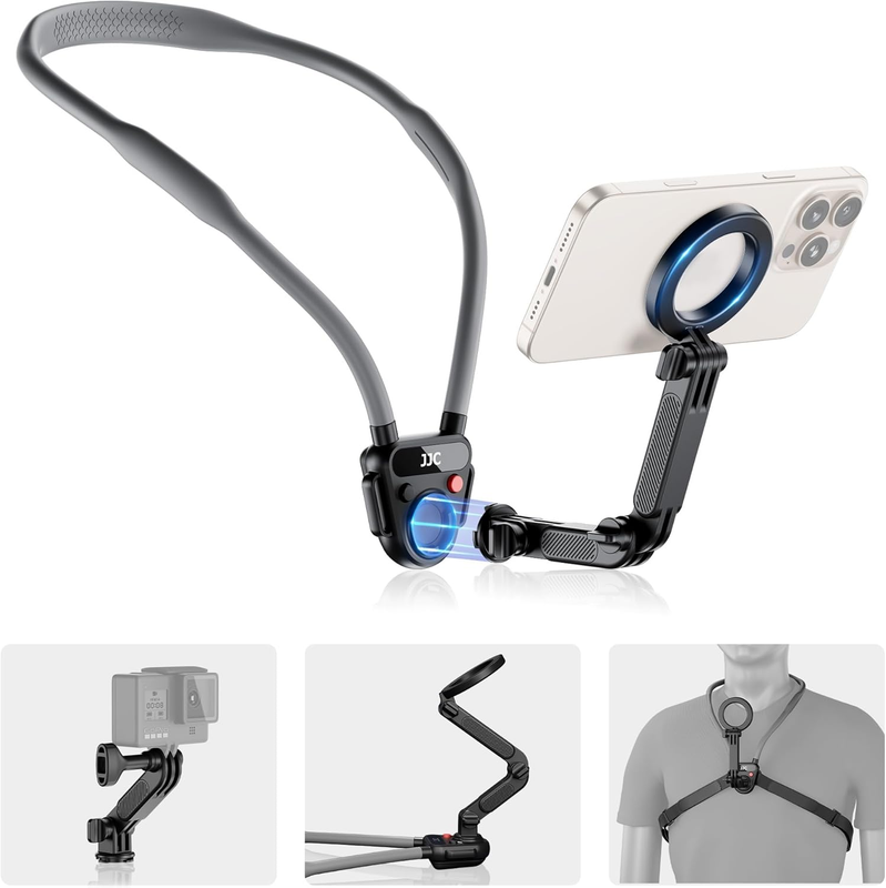 Magnetic Neck Mount for Phone & Action Camera, POV Neck Holder for iPhone Androi