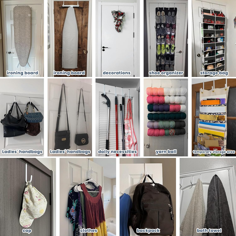 Over The Door Hooks 4 Packs, Over The Door Towel Hanger for Coat, Overdoor Hange