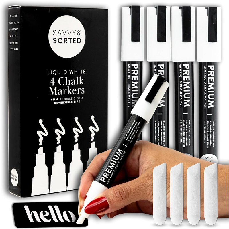 Erasable - 4pk 6mm Fine Tip Chalk Markers Chalk Pens
