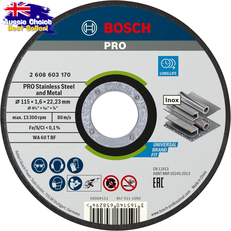 PRO Stainless Steel Cutting Disc 115mm for Small Angle Grinders 22.23mm Bore