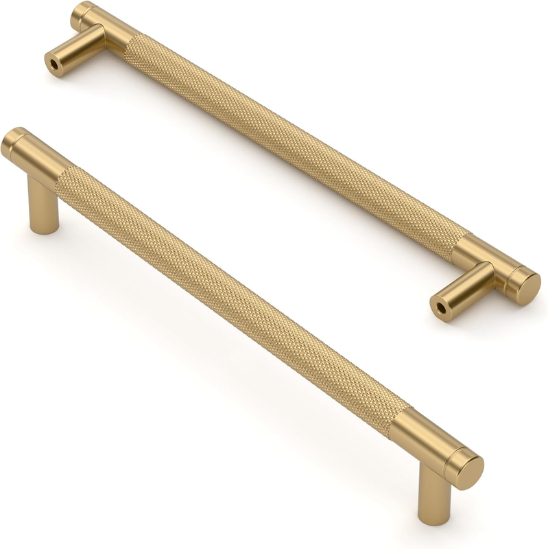 Champagne Bronze Cabinet Pulls - 10 Pack, 15 Inch Knurled Handles