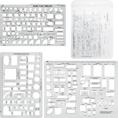 3 Pack Architectural Templates Drafting Tools House Interior Design Template