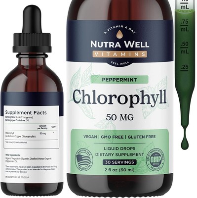Nutra Well Vitamins Chlorophyll Supplements Liquid Detox Energy 30 Servings