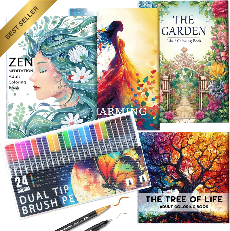 Adult Coloring Book for Women Relaxation, Mindfulness Coloring Book with 24 Dual