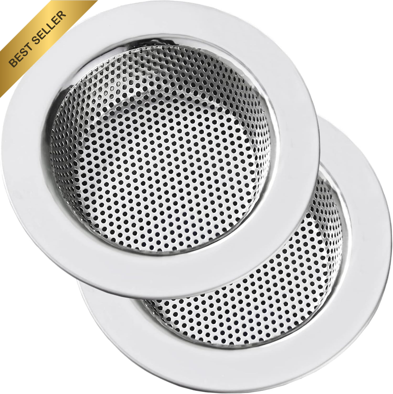 Kitchen Sink Strainer, 11.5 Cm Diameter, Stainless Steel with Wide Rim, 2 Pack