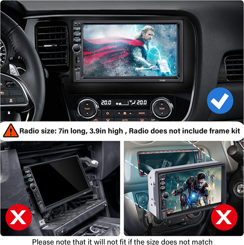Double Din Car Stereo with Backup Camera, 7' Touchscreen Double Din Radio, MP5 P