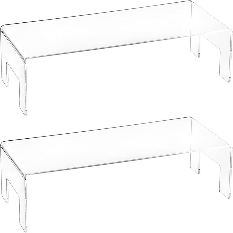 2 Pack Clear Acrylic Display Risers, 12"x5"x3.3" Thick Acrylic Display Stand Sho