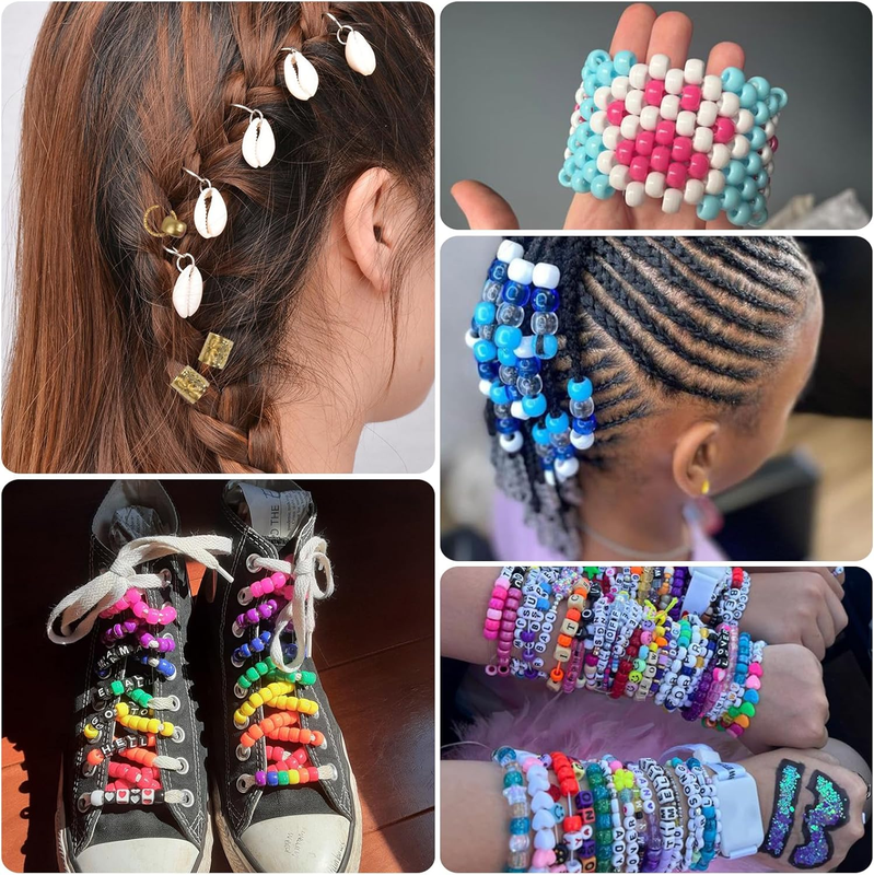 4000pcs Pony Beads Friendship Bracelet Making Kit Included 96 Colors Kandi Bead,