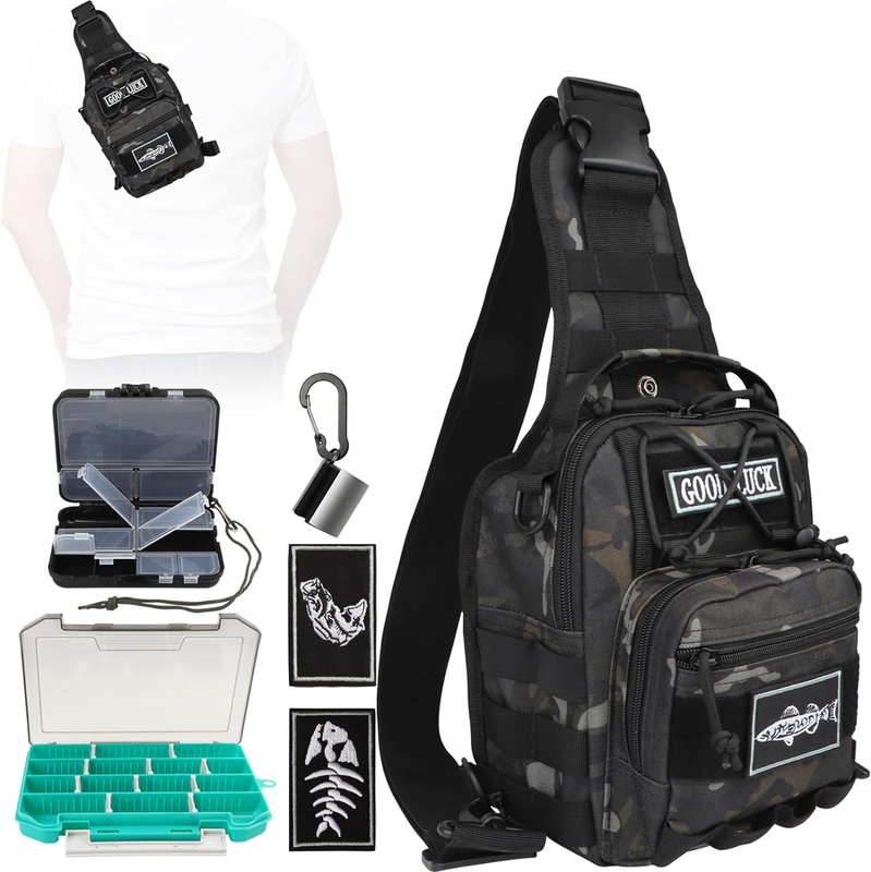 Small Fishing Backpack, Fly Fishing Sling Pack Waterproof Fishing Backpack with 