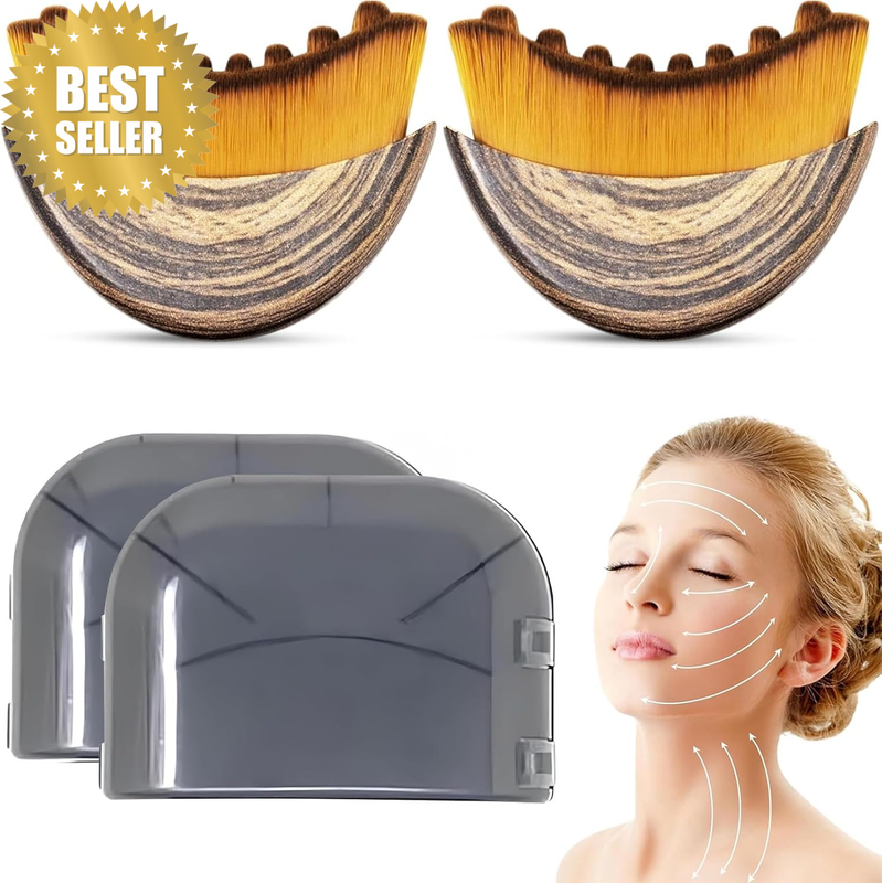 2PCS Lymphatic Drainage Massager for Face, Lymphatic Contour Face Brush, Dry Bru