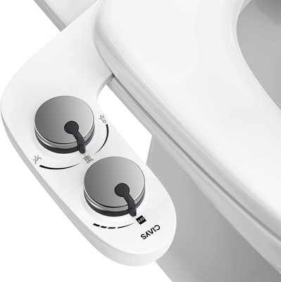 Ciays Toliet Seat Attachment, Non-Electric Bidet Attachment - Sliver/White