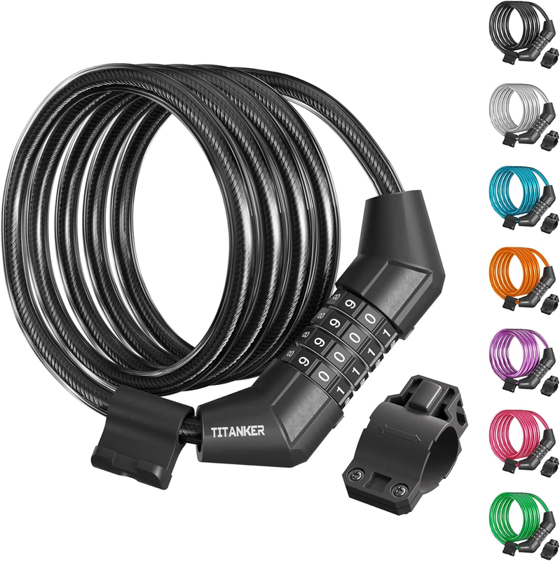 Bike Lock Cable, 4 Feet Bike Cable Lock Basic Self Coiling Kids Bike Lock Combin