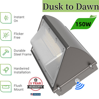 150W LED Wall Pack Light With Photocell Commercial Outdoor Security Lighting ETL