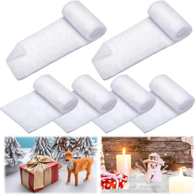 Tatuo 6 Pcs Christmas Snow Blanket Roll Fake Indoor Snow Village Displays