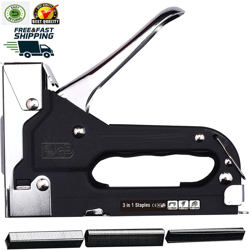 Edward Tools Pro 3 in 1 Heavy Duty Staple Gun with 600 Staples - for Upholstery,