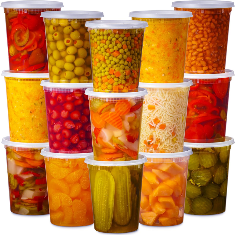 48 Pack Deli Containers 16 & 32 Oz - BPA Free Leakproof Microwave & Freezer Safe