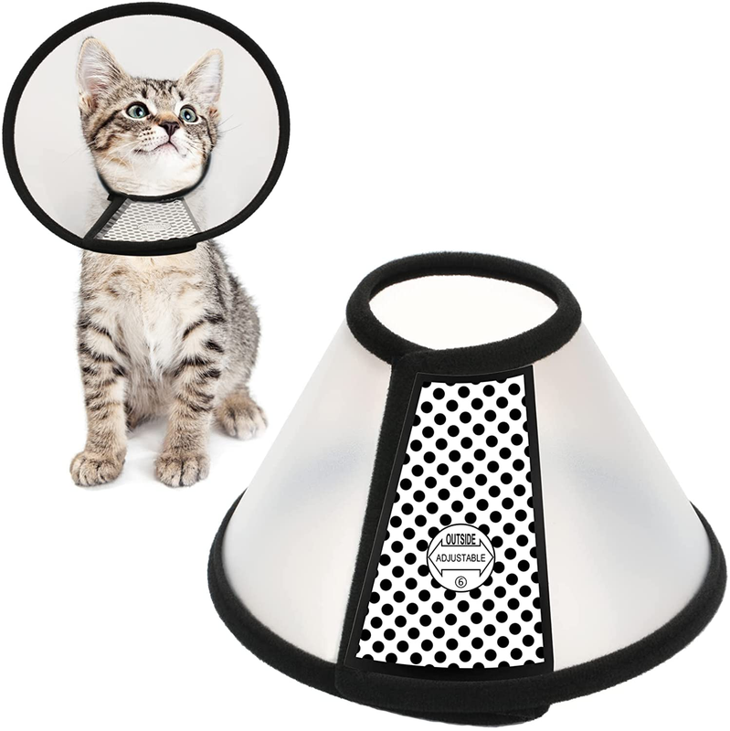 Depets Adjustable Recovery Pet Cone E-Collar for Cats Puppy Rabbit Plastic E...