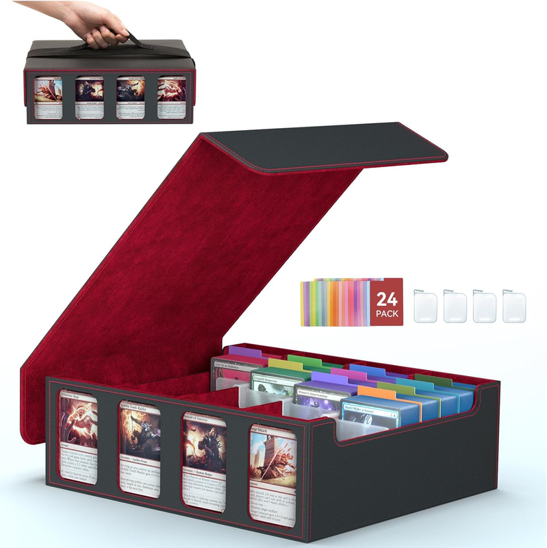 mtg bulk card storage Trading Box 3200 Count  Fits Standard Size Sports Cards, TCG,  Cardboard Organizer With Divider  White Holder Protecting and Organizing Baseball, Soccer, Basketball Game Cards 4-Row Card Storage Box for