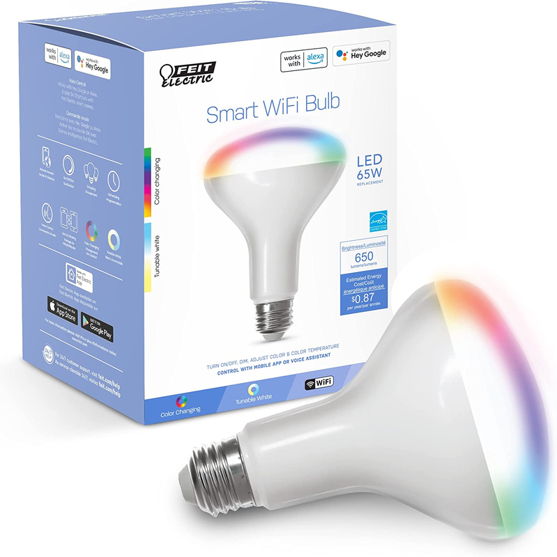 BR30 Smart Flood Light Bulb,2.4Ghz Wifi Color Changing and Dimmable, No Hub, Wor