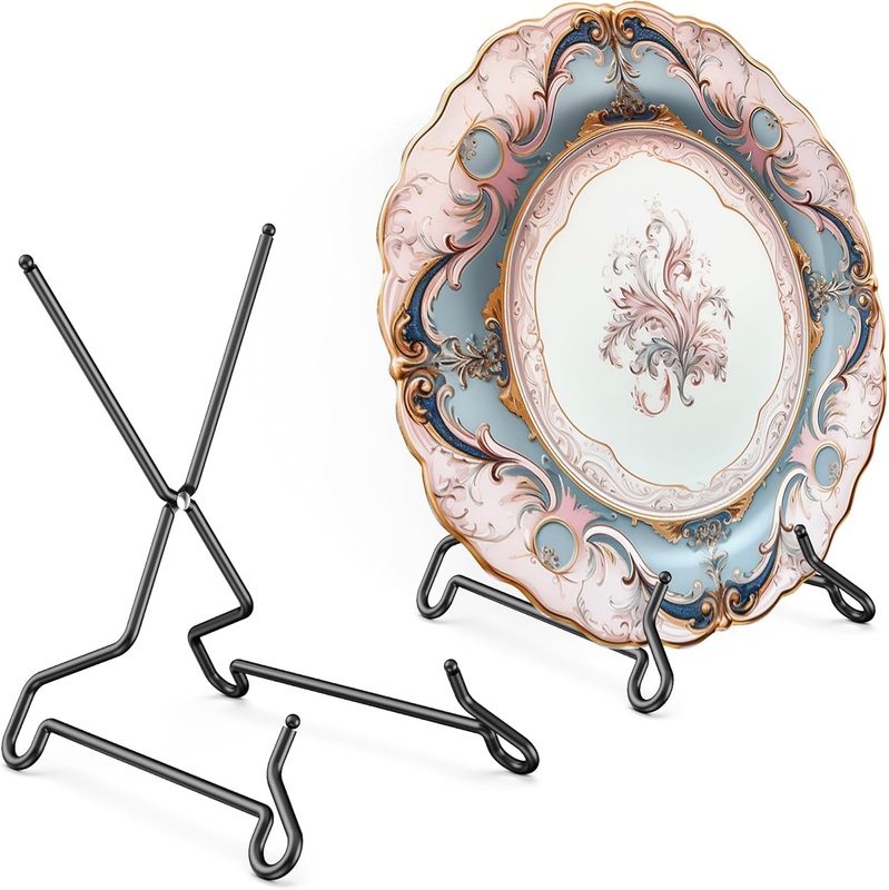 Plate Stands for Display, 6.5 Inch, 2 Pack, Metal Picture Holder Easel Stand for